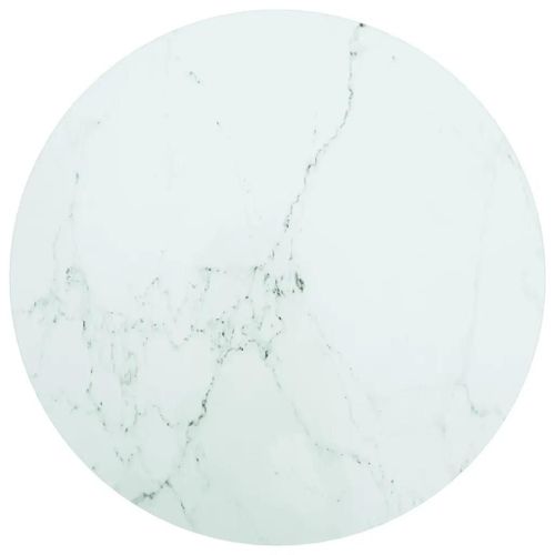 Dessus De Table Blanc Ø60x0,8cm Verre Trempé Avec Design Marbre