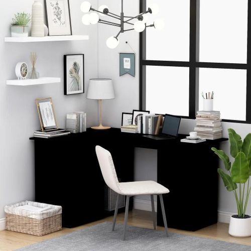 Bureau D'angle Noir 145x100x76 Cm Bois D'ingénierie
