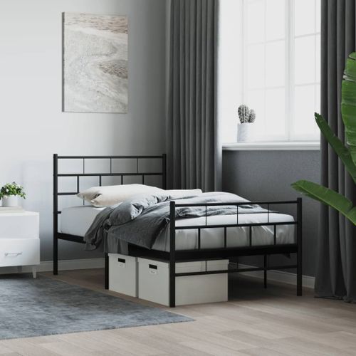 Vidaxl Cadre De Lit Métal Sans Matelas Avec Pied De Lit Noir 100x190cm
