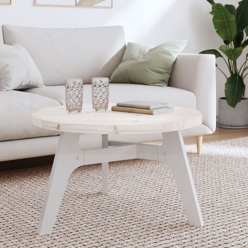 Vidaxl Dessus De Table Rond Blanc Ø70x3 Cm Bois De Pin Massif