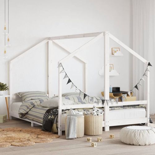 Vidaxl Cadre De Lit D'enfant Blanc 2x(80x200) Cm Bois De Pin Massif