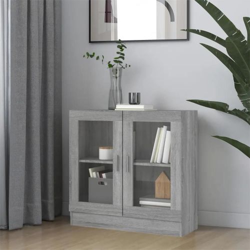 Armoire À Vitrine Sonoma Gris 82,5x30,5x80 Cm Bois D'ingénierie