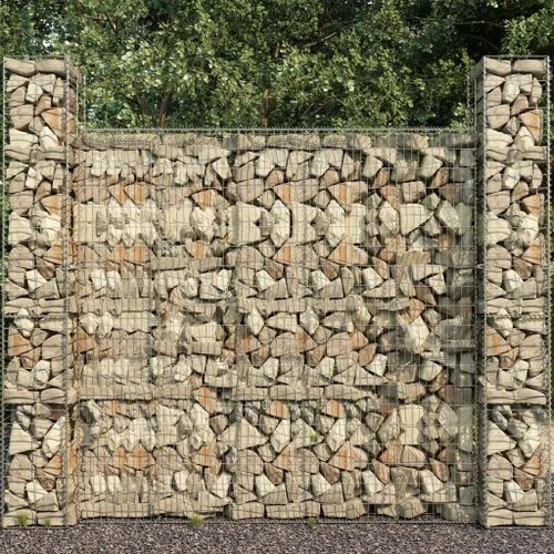 Paniers De Gabion 3 Pcs Acier Galvanisé 25x25x197 Cm