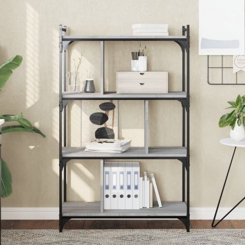 Vidaxl Bibliothèque À 4 Niveaux Sonoma Gris 76x32x123 Cm