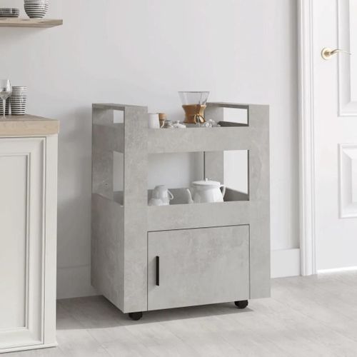 Chariot De Cuisine Gris Béton 60x45x80 Cm Bois D'ingénierie