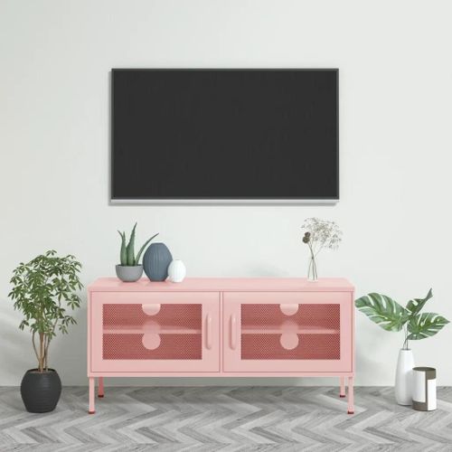 Meuble Tv Rose 105x35x50 Cm Acier