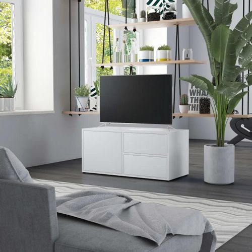 Meuble Tv Blanc 80x34x36 Cm Bois D'ingénierie