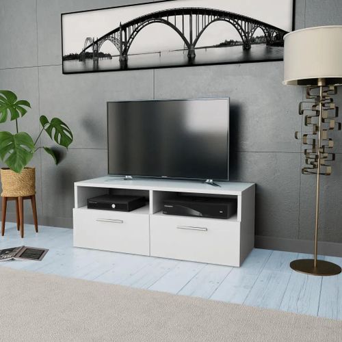 Meuble Tv Bois D¿Ingénierie 95x35x36 Cm Blanc