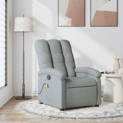 Vidaxl Fauteuil De Massage Inclinable Gris Clair Tissu