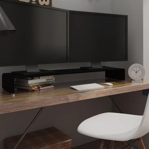 Meuble Tv/Support Pour Moniteur 120x30x13 Cm Verre Noir
