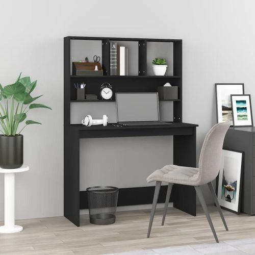 Bureau Avec Étagères Noir 102x45x148 Cm Bois D'ingénierie