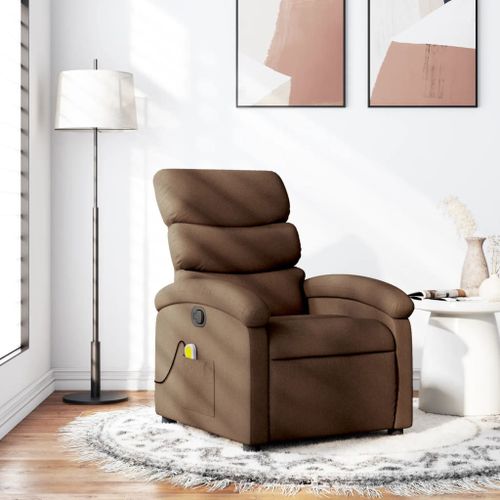 Vidaxl Fauteuil De Massage Inclinable Marron Tissu