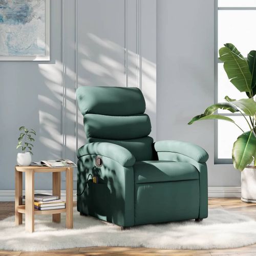 Vidaxl Fauteuil De Massage Inclinable Vert Foncé Tissu