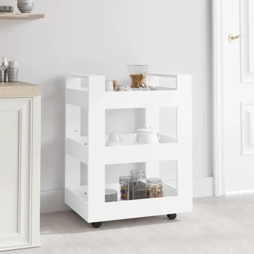 Chariot De Cuisine Blanc 60x45x80 Cm Bois D'ingénierie