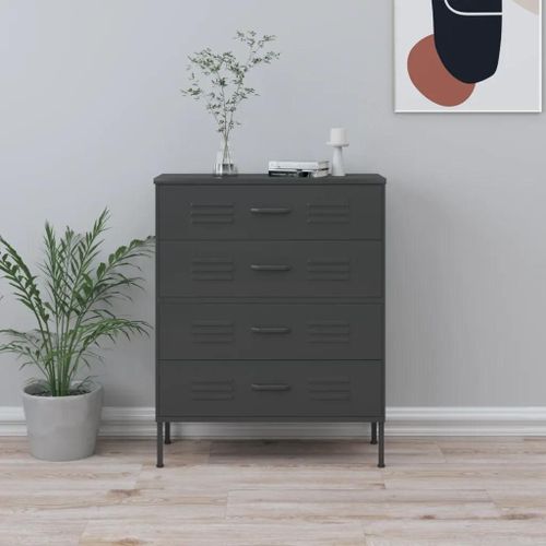 Commode Anthracite 80x35x101,5 Cm Acier