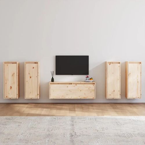 Meubles Tv 5 Pcs Bois Massif De Pin