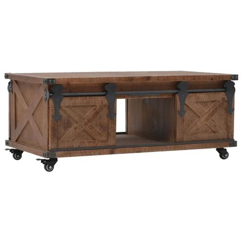 Table Basse Bois De Sapin Massif 91x51x38 Cm Marron