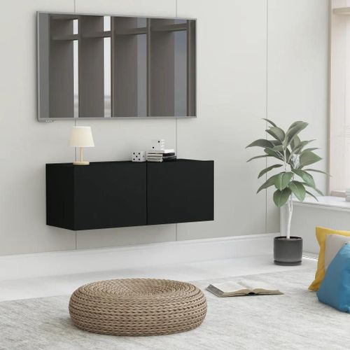 Meuble Tv Noir 80x30x30 Cm Bois D¿Ingénierie