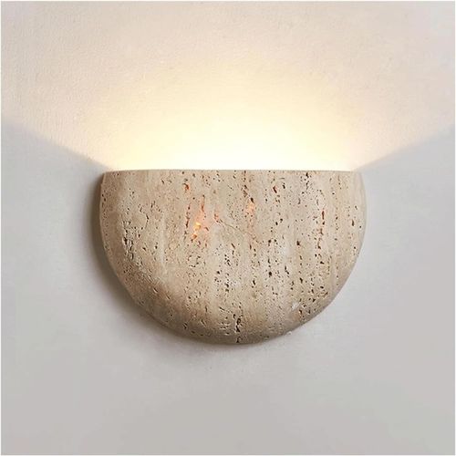 Letnerny-Applique Murale En Marbre Wabi-Sabi, Style Scandinave Semi-Circulaire, En Travertin Jaune, Luminaire Mural En Pierre Naturelle En Demi-Lune Pour Hall D'entrée, Chambre À Coucher