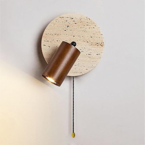 Letnerny-Applique Murale En Travertin Jaune Naturel Avec Interrupteur, Vintage Intérieure Lampe Murale Orientable Spot Mural Pour Chambre Salon Couloir, Lumière C 3000k