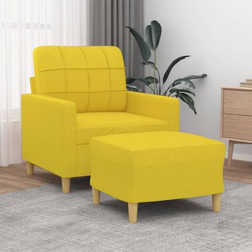 Vidaxl Fauteuil Avec Repose-Pied Jaune Clair 60 Cm Tissu
