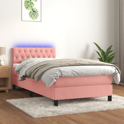 Vidaxl Sommier Tapissier Avec Matelas Et Led Rose 100x200 Cm Velours