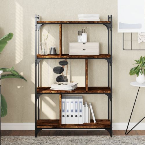 Vidaxl Bibliothèque 4 Niveaux Chêne Fumé 76x32x123cm Bois D'ingénierie