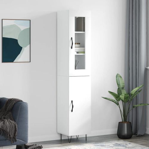 Vidaxl Buffet Haut Blanc 34,5x34x180 Cm Bois D'ingénierie