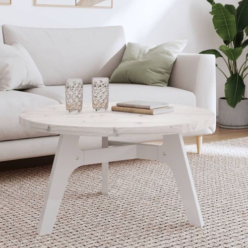 Vidaxl Dessus De Table Rond Blanc Ø80x3 Cm Bois De Pin Massif