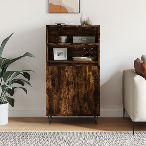 Vidaxl Buffet Haut Chêne Fumé 60x36x110 Cm Bois D'ingénierie