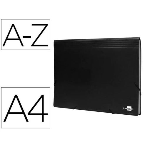 Trieur Liderpapel Polypropylene A4 210x297 Mm 700 Microns 13 Compartiments Fermeture Elastique Coloris Noir Opaque