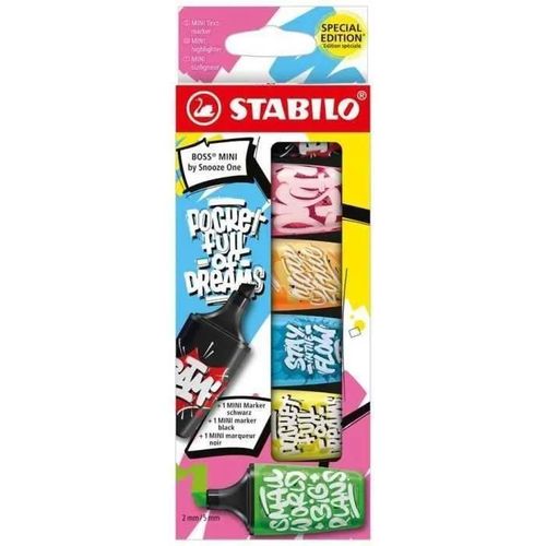 Surligneur - Stabilo - Boss Mini - Étui De 6 - Pointe Biseautée - Encre À Base D'eau