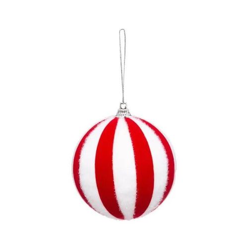 Sujet de Noël Boule "La Piste" 8cm Rouge & Blanc