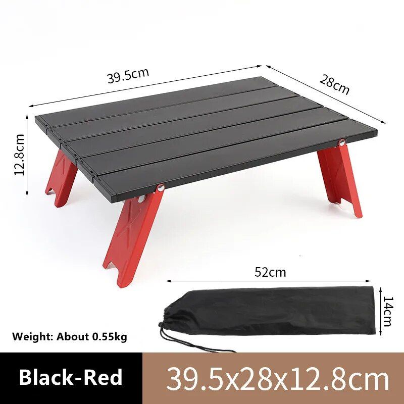 Noir Rouge - Table Pliante En Aluminium Ultralégère, Mini Table Simple, Côté Bas, Pique-Nique Touristique, Plage, Extérieur, Portable, Camping, Cuisine, Fournitures De Meubles