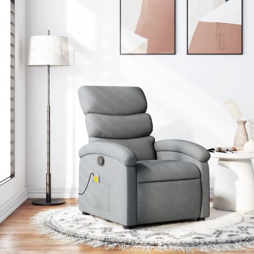 Vidaxl Fauteuil De Massage Inclinable Gris Clair Tissu
