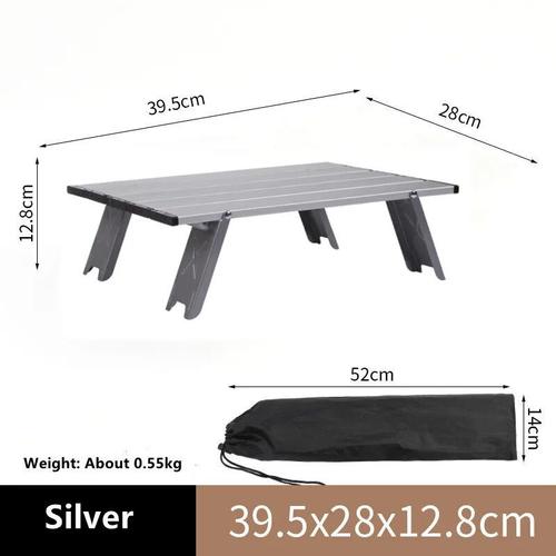 Argent - Table Pliante En Aluminium Ultralégère, Mini Table Simple, Côté Bas, Pique-Nique Touristique, Plage, Extérieur, Portable, Camping, Cuisine, Fournitures De Meubles