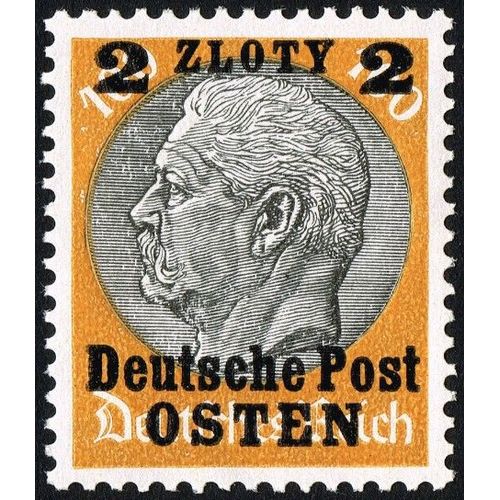 Pologne, Occupation Allemande, General Gouvernement, 1939, Beau Timbre Neuf* Yvert 29, Maréchal Hindenburg - 100 Pf Gris & Orange, Surchargé "Deutsche Post - Osten - 2 Zl".