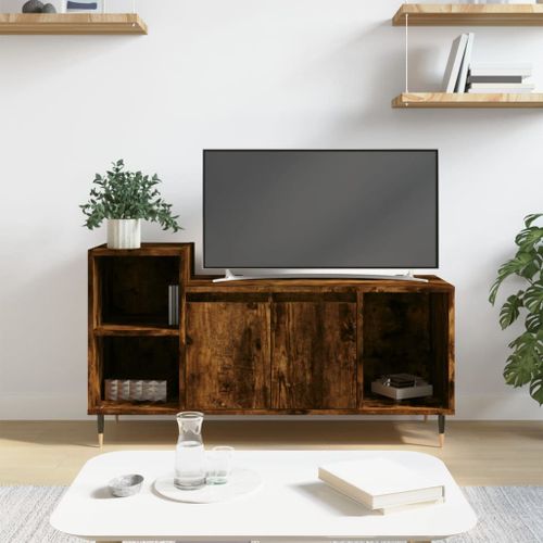 Vidaxl Meuble Tv Chêne Fumé 100x35x55 Cm Bois D'ingénierie
