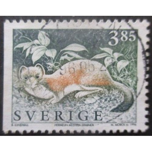 Suede N°1907a Dentelé Sur 3 Cotés Hermine Oblitéré