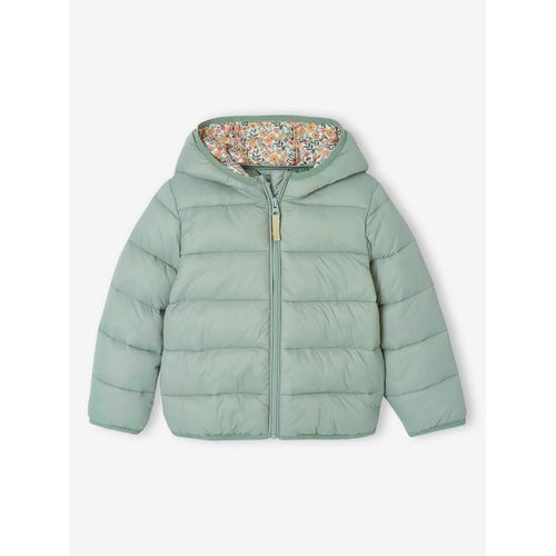 Doudoune Légère À Capuche Fille Vert De Gris