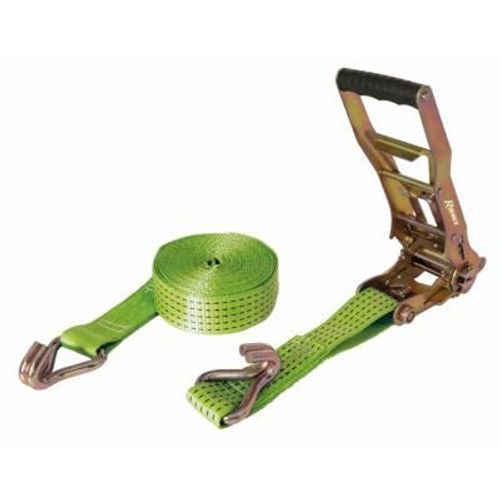 Sangle arrimage a cliquet 50mmx12m 5T et crochets bord de rive systeme ergo