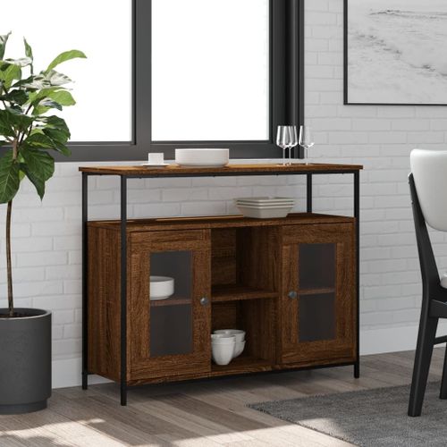 Vidaxl Buffet Chêne Marron 100x35x80 Cm Bois D'ingénierie