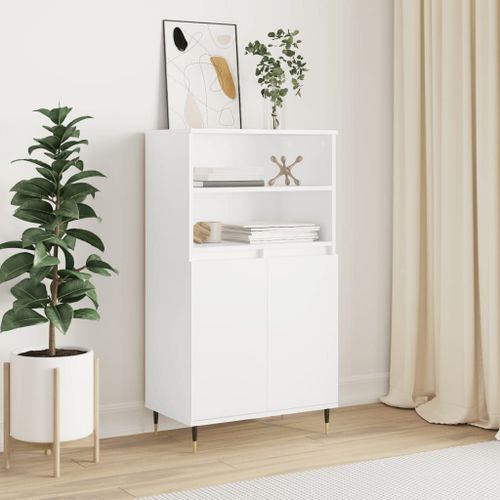 Vidaxl Buffet Haut Blanc 60x36x110 Cm Bois D'ingénierie