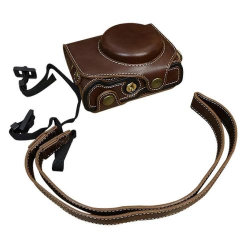 Sac photo en cuir PU Sac photo Étui en cuir avec bandoulière pour G7x Mark II / G7x Mark III B