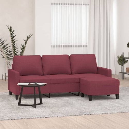 Vidaxl Canapé À 3 Places Avec Repose-Pieds Rouge Bordeaux 180 Cm Tissu