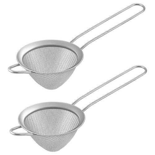 2pcs passoire à thé en acier inoxydable petit cône conique tamis en maille pour cocktails café jus thé, argent