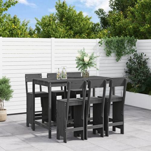 Vidaxl Ensemble De Bar De Jardin 7 Pcs Gris Bois De Pin Massif