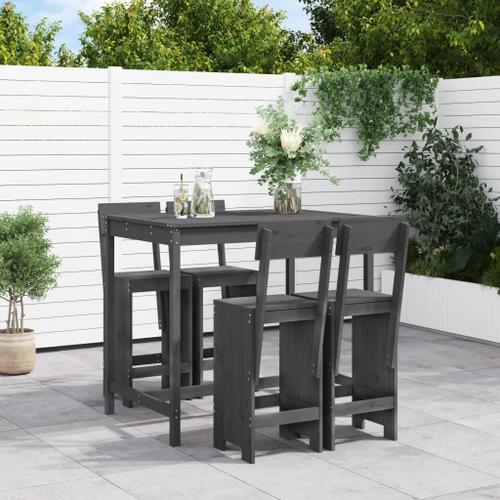 Vidaxl Ensemble De Bar De Jardin 5 Pcs Gris Bois De Pin Massif