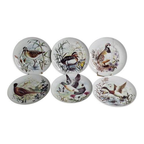 Ensemble De Six Assiettes En Porcelaine  Dcor Daposoiseaux De Sologne Limoges Signes 25 Cm Multicolore