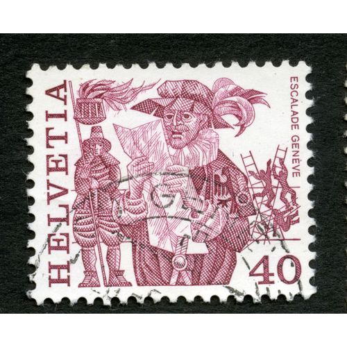 Timbre Oblitéré Helvetia, Escalade Genève, 40